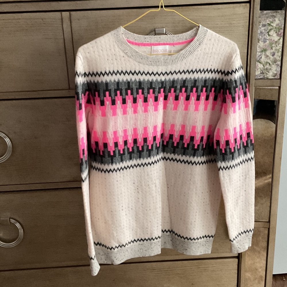 Brodie  Pink and Gray cashmere Sweater; size XS - Picture 2 of 5
